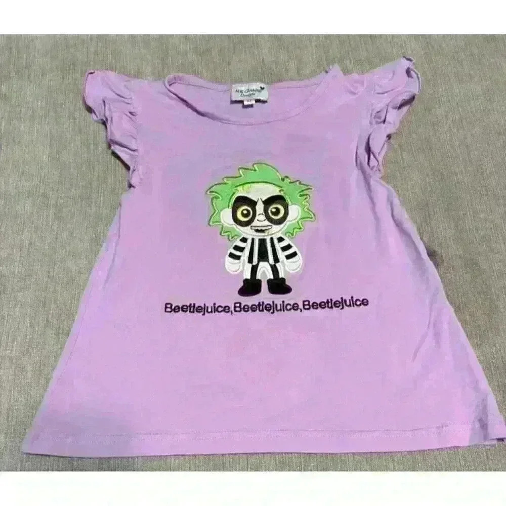 NWOT Boutique Halloween‎ Beetlejuice Applique Toddler Girls Shirt 4T